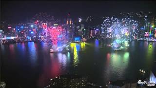 Hong Kongs New Year Fireworks Welcome 2015 [upl. by Nylqcaj]