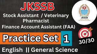 Practice Set 1  English amp General Science JKSSB Finance account Assistant  By Ishaan Gupta [upl. by Anairam]