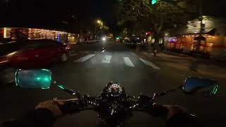 Motorcycle POV Downtown at Night  DJI Action 5 Light Test Low Medium and Supernight  Suzuki TU250X [upl. by Crescin]