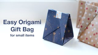 Simple and easy Origami gift bag for small present Traditional [upl. by Netneuq131]