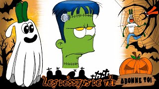 DESSIN DHALLOWEEN  BART SIMPSON EN MONSTRE DE FRANKENSTEIN [upl. by Amaty]