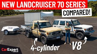 LandCruiser 70 Series V8 v 4cylinder towing stress test amp drag race Is Toyotas V8 dead [upl. by Antonie631]