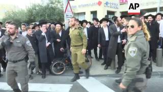 Israel police end protest by ultraOrthodox Jews [upl. by Maureen]