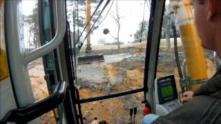 Long Reach Excavator Grading Mud [upl. by Eelatan]