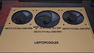 5C Saját tervezésű készitésű laptophűtő teszt 2X ARCTIC P12 Max 3300RPM 1x ARCTIC P14 Max 2800RPM [upl. by Sturrock]