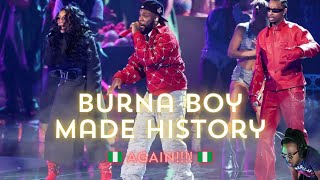 Burna Boy Grammy Performance 2024 Full Video Reaction  AFRICA MADE HISTORY [upl. by Ntisuj]