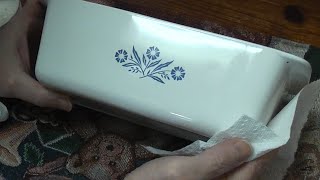 Cleaning a CorningWare Blue Cornflower Loaf Pan  GoodWill Find [upl. by Shamus805]