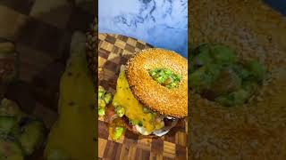 Breakfast Bagel Burger Recipe httpswwwyoutubecomwatchvjYeSctracGo [upl. by Ahsilram513]