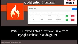 Codeigniter 3 Tutorial Part10 How to fetchretrieve data from database using model in codeigniter [upl. by Syned710]