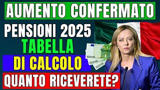 🚨PENSIONI 2025 👉 AUMENTO CONFERMATO ✅ TABELLA DI CALCOLO  16 💶 QUANTO RICEVERETE 📈 [upl. by Nylirehs]