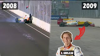 Romain Grosjean repeats Piquet crash at the same corner  2009 Singapore GP FP1 [upl. by Yacov162]