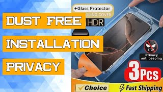 Dust Free Installation Privacy Screen Protector IPhone 16 11 12 13 15 14 Pro Max 7 8 Plus Mini X XR [upl. by Bromleigh688]