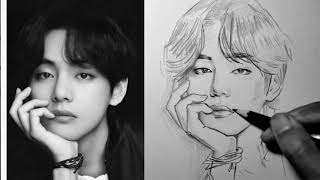 HOW TO DRAW BTS TAEHYUNG  DRAWING USING CHARCOAL PENCIL [upl. by Lashoh]