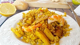 Paella mixta ¡ESPECTACULAR Con fumet de pescado casero MUY FACIL [upl. by Acnoib]