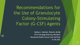 Recommendations for the Use of Granulocyte Colony Stimulating Factor [upl. by Morrissey596]