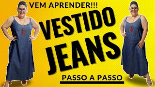 VESTIDO JEANS LONGO FÁCIL DE FAZER  COSTURA PARA INICIANTE  APRENDENDO COSTURAR COM K BARINI [upl. by Winnick]