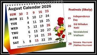 August Calendar 2026 augustcalender2026 [upl. by Nnyllatsyrc]