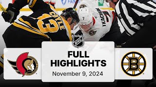 NHL Highlights  Senators vs Bruins  November 9 2024 [upl. by Kellsie156]