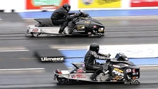 8 SEC PRO STOCK SNOWMOBILES MATCH UP AT RT66 [upl. by Odnolor]