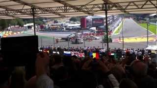 CRASH SpaFrancorchamps Belgium GP  start incident Gold 8 Grandstand [upl. by Sauer]