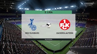 MSV Duisburg vs 1 FC Kaiserslautern 25102021 3 Liga FIFA 22 [upl. by Wilder655]