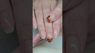 Tortoise Shell Pumpkin Nail Art fallnaildesigns fallnailart tortoiseshell pumpkins shortnailart [upl. by Kilby339]