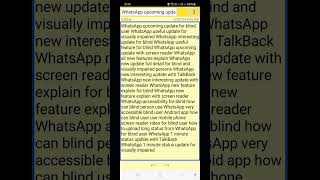 WhatsApp very useful hidden feature for blind users Everyone should use this WhatsApp hidden tricks [upl. by Yann]