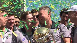 Australia celebrate winning the Cricket World Cup 2015 at Federation Square Melbourne [upl. by Harihat225]