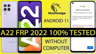 Samsung Galaxy A22 Frp Bypass Without Pc Remove Google Account 2022 [upl. by Eyk]