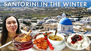 Whats SANTORINI like during WINTER  Santorini Greek Food Tour [upl. by Elleynad942]