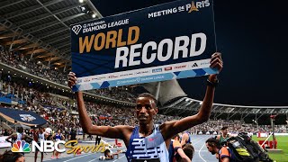 Girma smashes steeplechase WORLD RECORD to cap historic day in Paris  NBC Sports [upl. by Nylarac684]