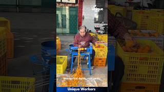 Quick fruit peel removal process  The workers do their job perfectly  machine shorts [upl. by Dnalyaw389]