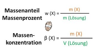 Massenanteil  Massenprozent  Massenkonzentration  Berechnen  Chemie Endlich Verstehen [upl. by Ira]