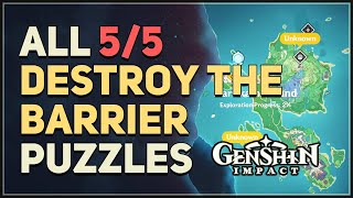 All 5 Destroy the Barrier Puzzles Genshin Impact Inazuma [upl. by Mikihisa]