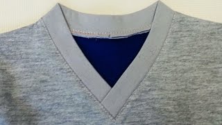 DIY Sewing course How to sew a V Neckline Tshirt Jak uszyć serek na zakładkę w koszulce [upl. by Nevile528]