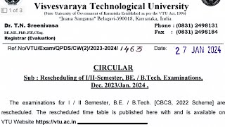 VTU UPDATE TODAY 27th Jan 2024  1st Exam Postponed [upl. by Robbyn]