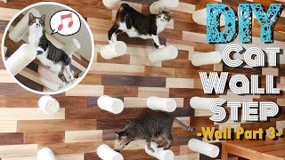 DIY How to make Floating Cat Post Wall Steps  Cat Wall Perch  Sisal Rope  WALL PART 3 [upl. by Silvan]