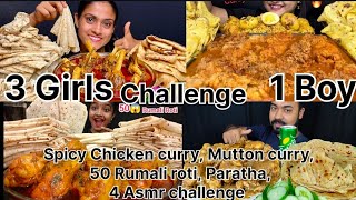 SPICY FOOD Spicy Chicken curry Mutton curry 50 Rumali roti Paratha Salad 4 Asmr challenge [upl. by Antoinette]