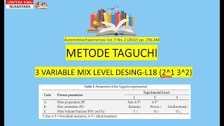 Taguchi Method Mixed Level Design L18 21 32 [upl. by Eiramlirpa]