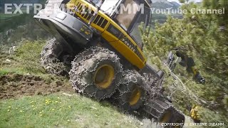 ABATTEUSE PONSSE DANS UNE PENTE EXTRÊME ponsse abatteuse extremeineamm [upl. by Ynttirb]