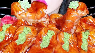 ASMR GIANT SALMON SASHIMI SUSHI 대왕 연어 초밥 먹방 MUKBANG EATING SHOW [upl. by Carlock157]