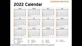 Printable Calendar 2022 One Page [upl. by Abagail666]