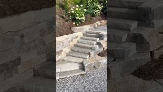 Pure Stone Paved Pathway and Retaining Wall  construction technique viralvideo shorts [upl. by Aicirtel461]