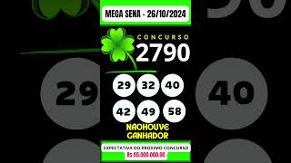 🍀 MEGA SENA 261024 MEGASENA CONCURSO 2790 [upl. by Zosima618]