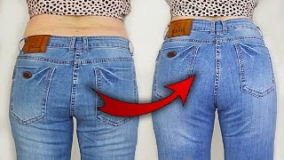 ✅Sewing trick How To Easily Transform Low Waist Jeans To High Waist Jeans [upl. by Barnum]