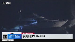 Large boat drawing water after beaching in Playa Del Rey [upl. by Donella]