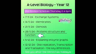 ALevel Biology  LIVE Weekly Tutoring  Thursdays from 4pm [upl. by Acey]