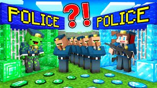 JJs DIAMOND Police vs Mikeys EMERALD Police Survive Battle in Minecraft  Maizen [upl. by Niawat136]