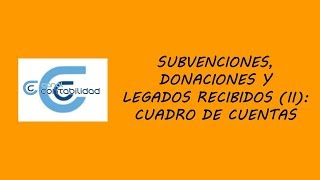 SUBVENCIONES DONACIONES Y LEGADOS RECIBIDOS II CUADRO DE CUENTAS [upl. by Woodford]