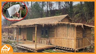 Full Video 30 days Building Warm Survival Shelter Bushcreaft Bamboo house  Leaving city [upl. by Cozza]